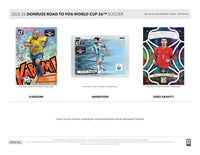 2025 2026 Panini Donruss Road to FIFA World Cup Soccer Blaster Box with 6 Rated Rookies and 18 Inserts / Parallels Per Box with Possible Kaboom Inserts and Blaster Box EXCLUSIVE Blue Swirls