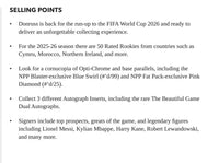 2025 2026 Panini Donruss Road to FIFA World Cup Soccer Blaster Box with 6 Rated Rookies and 18 Inserts / Parallels Per Box with Possible Kaboom Inserts and Blaster Box EXCLUSIVE Blue Swirls