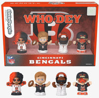 Fisher Price Little People Collector Fisher Price Little People Collector Cincinnati Bengals NFL 4-Pack Figure Set NFL 4-Pack Figure Set Joe Burrow and Jamar Chase Plus