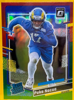 Puka Nacua 2023 Donruss Football Series Red and Green Optic Prizm Preview Version Mint RATED ROOKIE Card #357