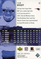 2006 Upper Deck SPx Football Complete Mint 90 Card Basic Veterans Set Loaded with Stars and Hall of Famers including Tom Brady, Brett Favre and Peyton Manning Plus