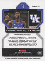 Shai Gilgeous-Alexander 2022 2023 Panini Prizm Draft Picks Hyper Prizm Series Mint Card #43