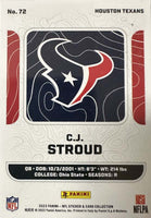 C.J. Stroud 2023 Panini NFL Sticker and Card Collection Silver Foil Rookie Card #72