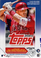2023 Topps Baseball UPDATE Series Factory Sealed Blaster Box with 3 Blaster Exclusive Base Card Parallels