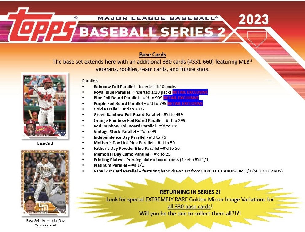 2023 Topps Baseball Series 2 Factory Sealed Blaster Box with an EXCLUSIVE  Commemorative Relic