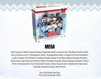 2026 Topps Baseball Holiday MEGA BOX Containing 100 Cards Including 1 Relic or Autograph Relic Plus a Die-Cut Ornament Card in Every Box
