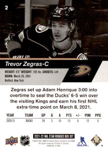 Trevor Zegras 2021 2022 Upper Deck NHL Star Rookies Box Set Card #2
