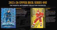 2025 2026 Upper Deck Series One Hockey Unopened Blaster Box of Packs with a Young Guns Rookie Card and Green Dazzler Card Plus
