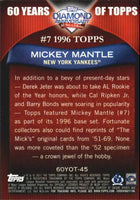 Mickey Mantle 2011 Topps 60 Years of Topps Series Mint Insert Card #60YOT-45