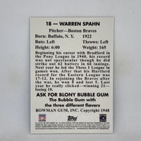 Warren Spahn 2013 Bowman Blue Sapphire Refractor Rookie Reprint Series Mint Card #18