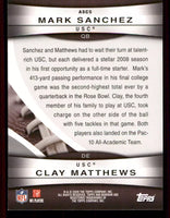 Mark Sanchez/Clay Matthews 2009 Bowman Draft Rookie All-Stars Combos Series Mint Card #ASC5