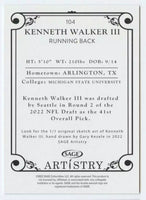 Kenneth Walker III 2022 Sage Artistry Black Border Series Mint Rookie Card #104