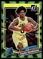 Taylor Hendricks 2023 2024 Donruss Rated Rookie Holo Green Laser Series Mint Card #208