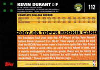 Kevin Durant 2007 2008 Topps Basketball Series Mint Rookie Card #112