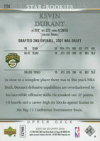 2007 2008 Upper Deck Basketball Complete Mint 242 Card Set with Short printed Kevin Durant Star Rookies Rookie Card #234
