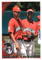 Derek Jeter 2010 Topps Update Series Mint Card #US-57 with Elvis Andrus picturing Jeter in his Red AL All Stars Jersey