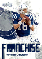 2010 Score Football Franchise Insert Set with Tom Brady and Peyton Manning Plus
