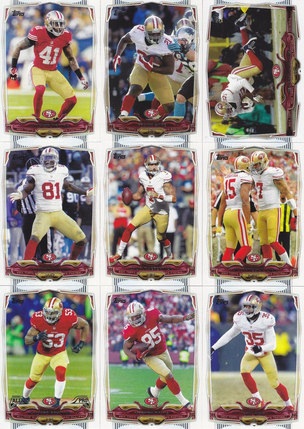 San Francisco 49ers 2014 Topps 13 Card Team Set with Colin Kaepernick and Frank Gore Plus