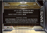 New Orleans Saints 2015 Topps Complete 14 Card Team Set with Multiple Drew Brees cards plus others