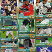 Miami Marlins 2015 Topps Complete Series One and Two Regular Issue 19 Card Team Set with Giancarlo Stanton plus