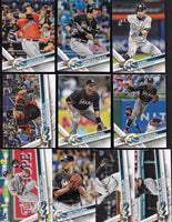 Miami Marlins 2017 Topps Complete Series One and Two Regular Issue 21 Card Team Set with Giancarlo Stanton, Ichiro Suzuki, Christian Yelich plus