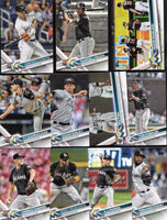 Miami Marlins 2017 Topps Complete Series One and Two Regular Issue 21 Card Team Set with Giancarlo Stanton, Ichiro Suzuki, Christian Yelich plus