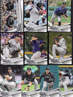 Colorado Rockies 2017 Topps Complete Series One and Two Regular Issue 29 card Team Set with Carlos Gonzalez, Trevor Story, Nolan Arenado plus