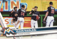 Miami Marlins 2017 Topps Complete Series One and Two Regular Issue 21 Card Team Set with Giancarlo Stanton, Ichiro Suzuki, Christian Yelich plus
