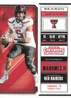 Patrick Mahomes II 2018 Panini Contenders Season Ticket Draft Pick Series Mint 2nd Year Card #78