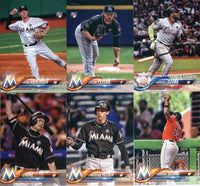 Miami Marlins 2018 Topps Complete Series One and Two Regular Issue 21 Card Team Set with J.T. Realmuto, Ichiro Suzuki, Brian Anderson Rookie Card plus