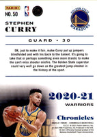 Stephen Curry 2020 2021 Panini Chronicles Basketball Series Mint Card #50