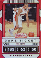 Stephen Curry 2020 2021 Panini Contenders Game Ticket Mint RED Parallel Card #1