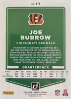 Joe Burrow 2021 Donruss Series Mint 2nd Year Photo Variation Card #211 with a Mask and no Helmet