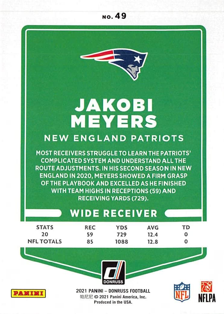 : 2021 Donruss #49 Jakobi Meyers New England Patriots