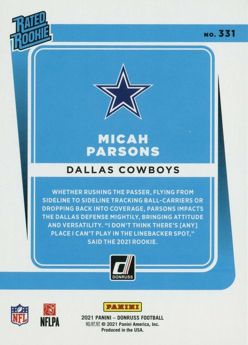 Dallas Cowboys 2021 Donruss Factory Sealed 12 Card Team Set with Dak  Prescott and a Rated Rookie Card of Micah Parsons Plus