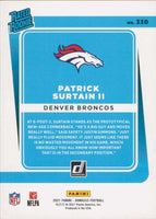 Denver Broncos 2021 Donruss Factory Sealed Team Set featuring a Rated Rookie Card of Patrick Surtain II