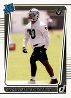 Las Vegas Raiders 2021 Donruss Factory Sealed Team Set with a Rated Rookie Card of Alex Leatherwood