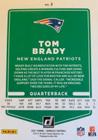 Tom Brady 2021 Panini Donruss Series Mint PHOTO VARIATION Card #1 picturing him with No Helmet