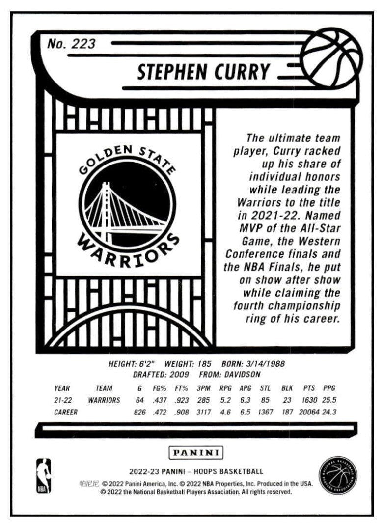 Stephen Curry 2022 2023 Hoops Basketball Series Mint Tribute Subset Card  #294 Picturing Him in His Yellow Golden State Warriors Jersey