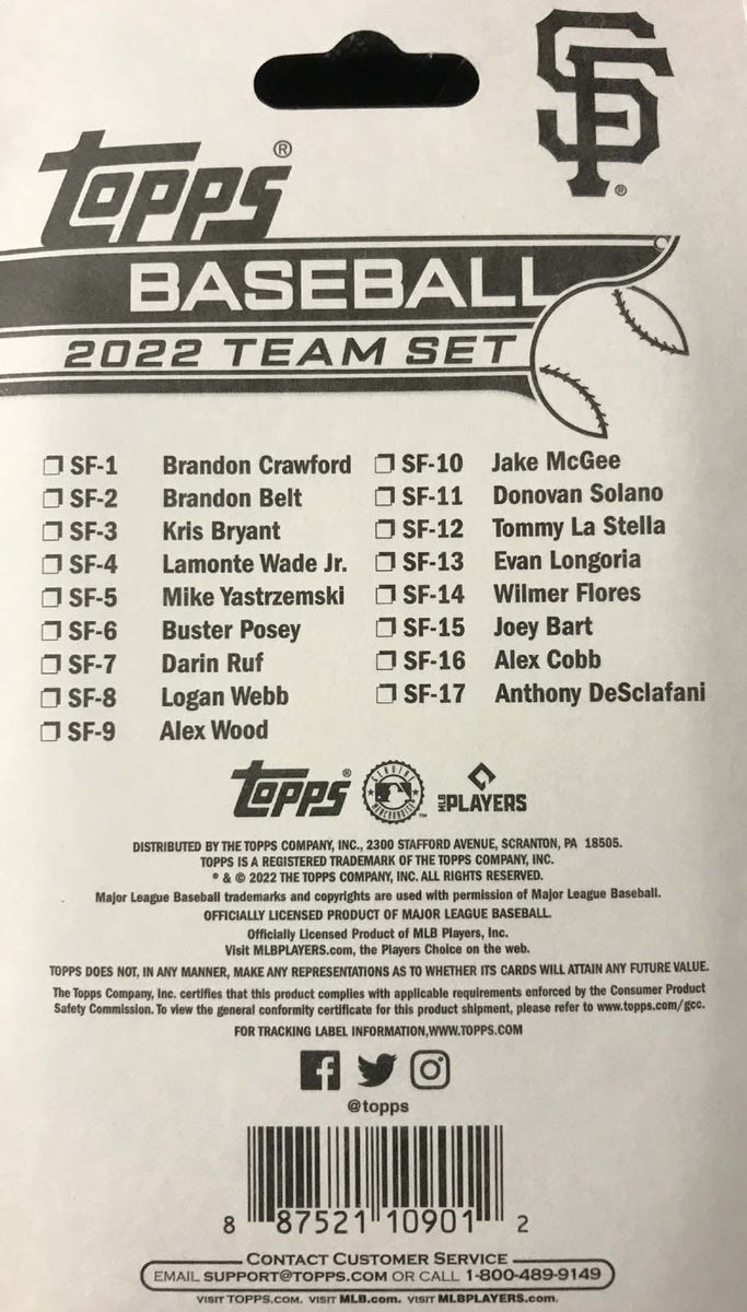 San Francisco Giants 2023 Topps Factory Sealed 17 Card Team Set