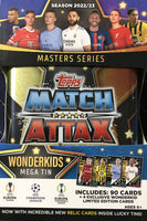 2022 2023 Topps UEFA Champions League Match Attax Soccer MEGA MASTERS SERIES 90 Card Tins with 4 EXCLUSIVE Limited Edition Cards