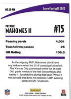 Patrick Mahomes II 2020 Score In The Zone Series Mint Insert Card IZ-PM