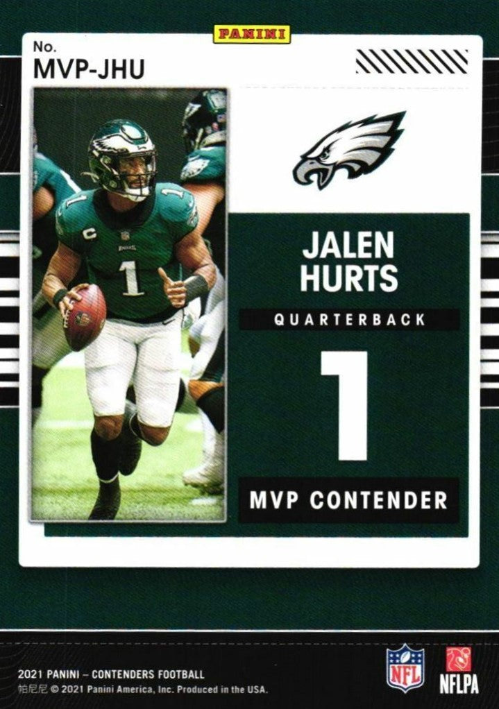 Jalen Hurts 2021 Panini Contenders MVP Contenders Series Mint 2nd Year  Insert Card #MVP-JHU