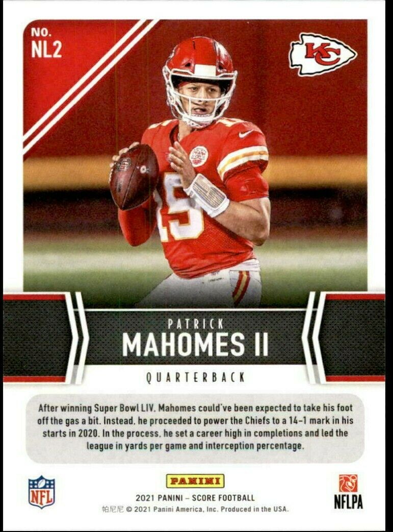 Patrick Mahomes II 2021 Score Next Level Stats Series Mint Insert Card