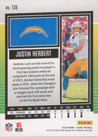 Justin Herbert 2022 Score Football Series Mint 3rd Year Card #136