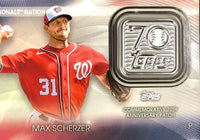 Max Scherzer 2021 Topps 70th Commemorative Logo Patches Series Mint Card #70LP-MS