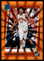 David Johnson 2021 2022 Panini Donruss Orange Laser Series Mint Rated Rookie Card #243