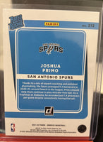 Joshua Primo 2021 2022 Panini Donruss Rated Rookie Green Laser Series Mint Card #212