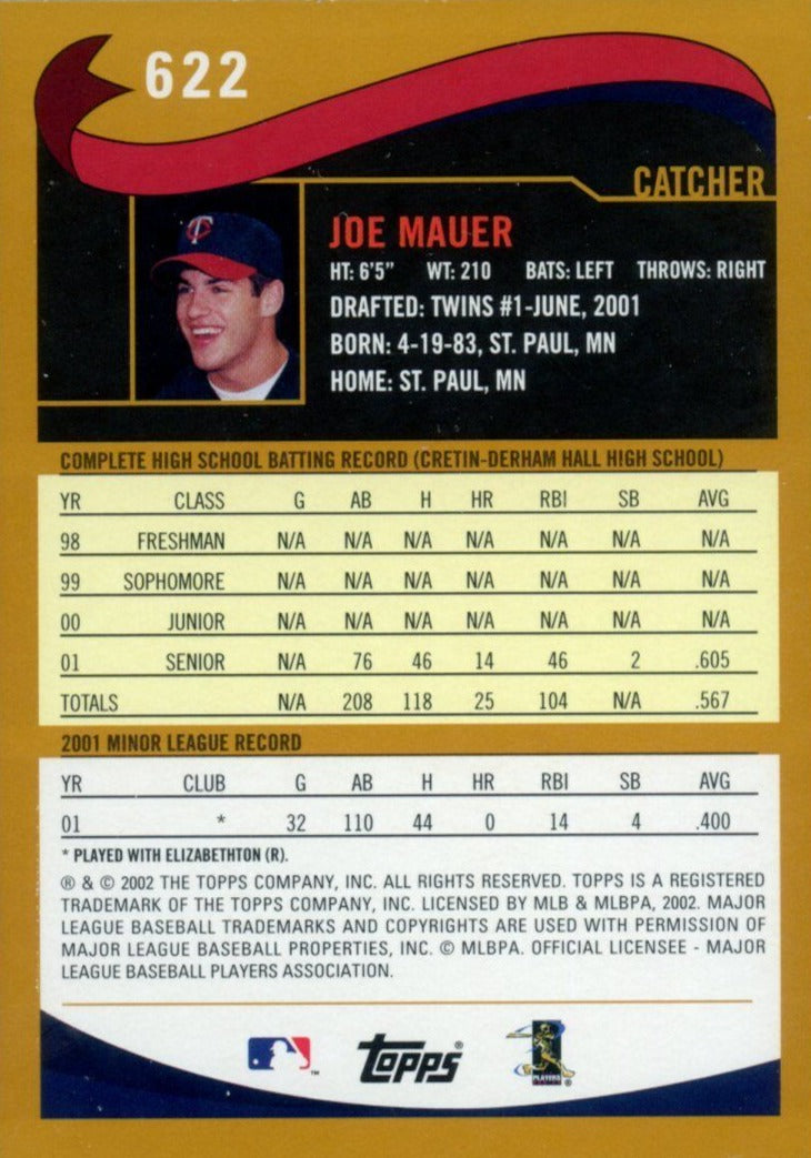 2002 Bowman Baseball Joe Mauer Rookie Card