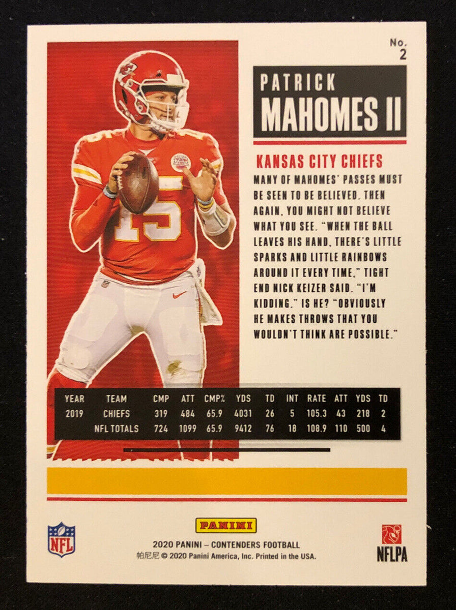 2019 Panini Contenders #39 Patrick Mahomes II Kansas City Chiefs Football  Card